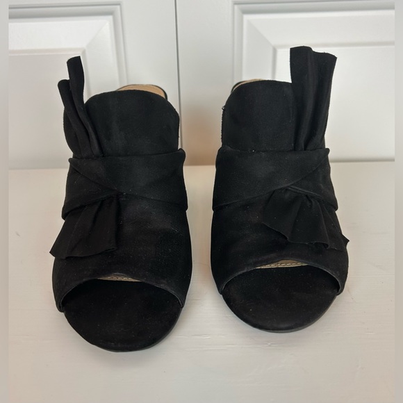 CHRISTIAN SIRIANO Black Faux Suede High Heel Mules Shoes - Picture 8 of 11